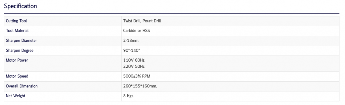 รายละเอียดเครื่องลับดอกสว่านแลเอ็นมิล รุ่น D213